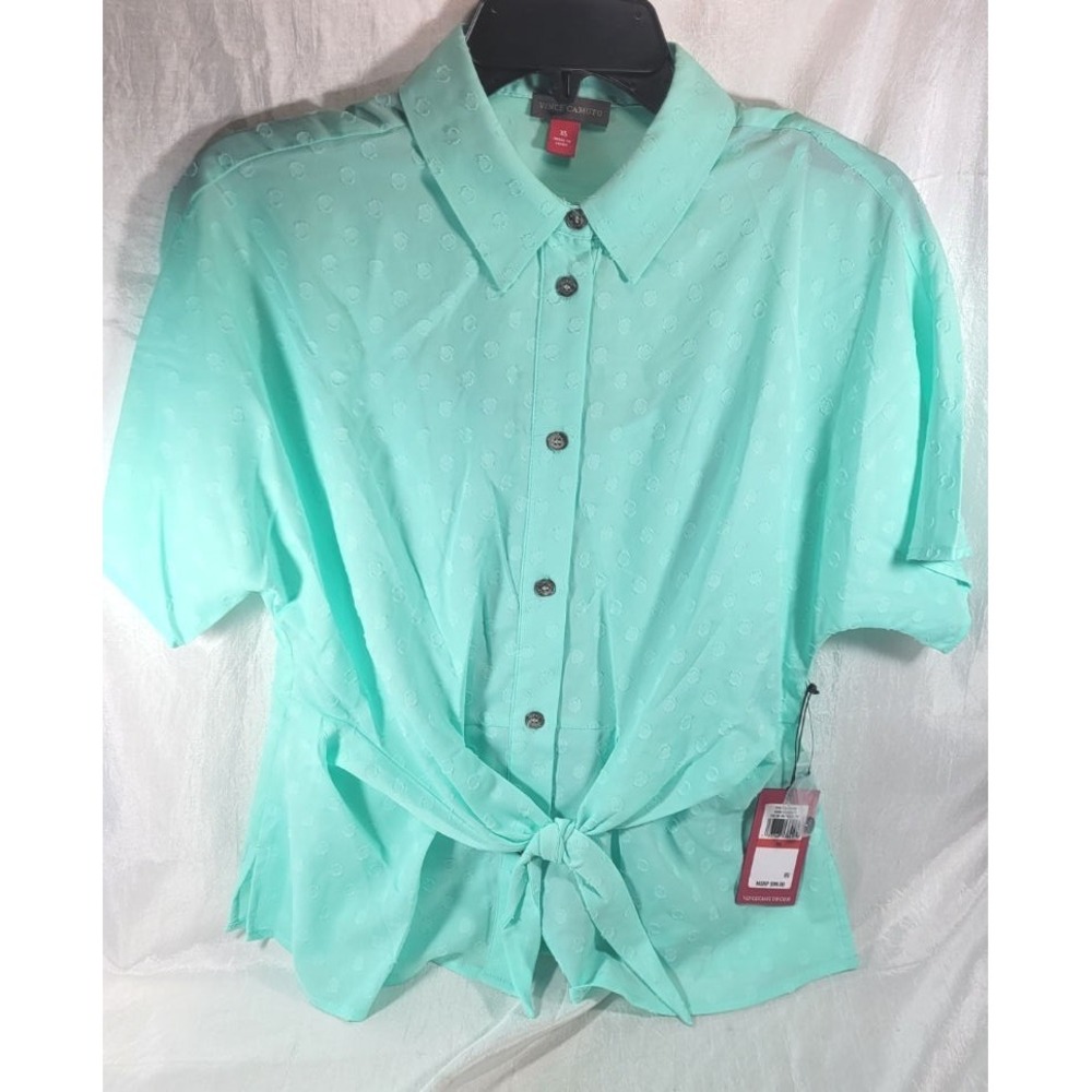 Vince Camuto Women's Georgette Vivid Charm Blouse w/ Cami - Aqua Ice - XS